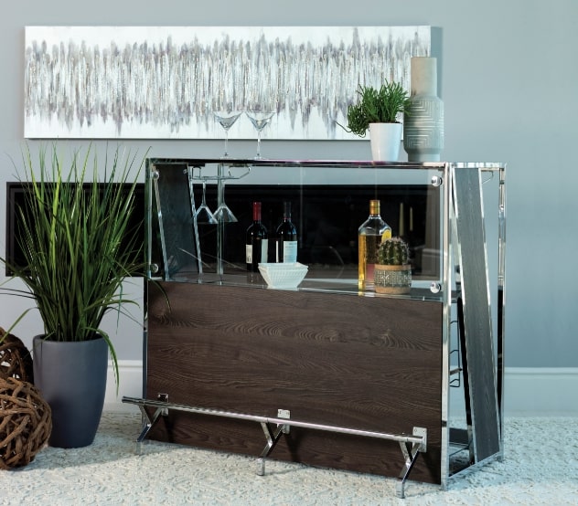 Home bar ideas: 2-shelf Bar Unit with Footrest Dark Oak