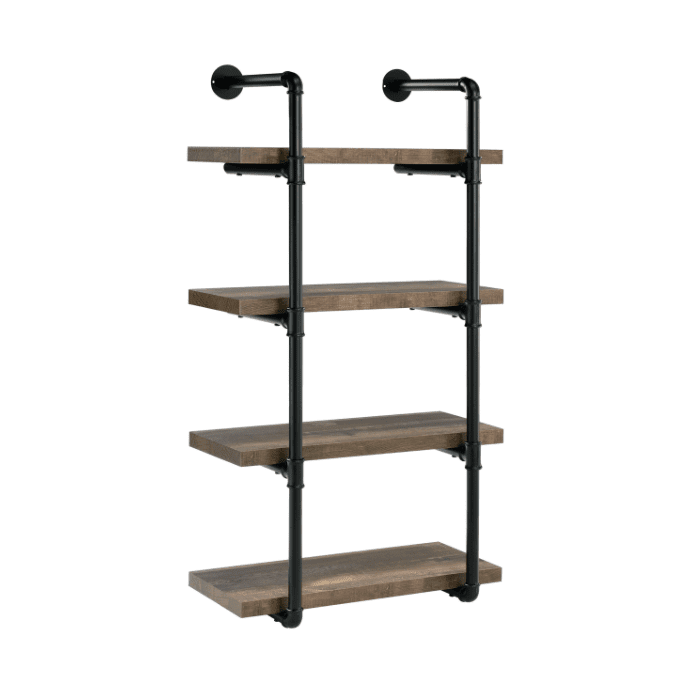 home organization: 24-inch wall shelf black and rustic oak