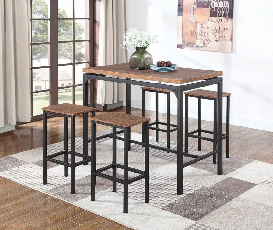 Home bar ideas: 5-piece Bar Set Weathered Chestnut and Black