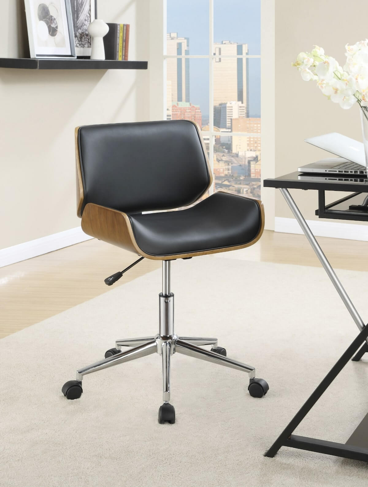 Addington Adjustable Height Office Chair Black and Chrome