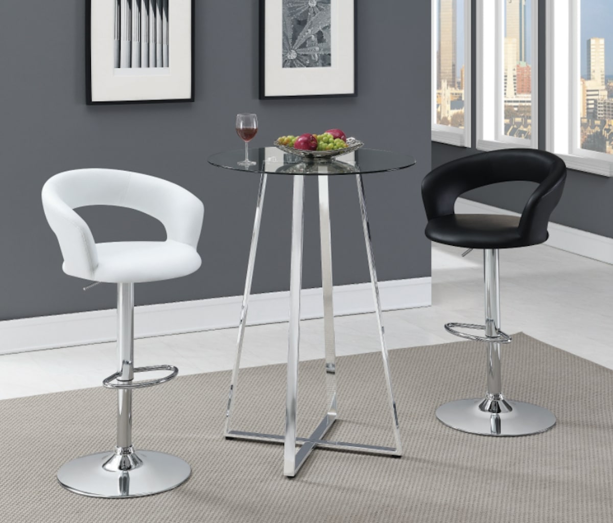 Bar units: 29″ Adjustable Height Bar Stool Black and Chrome