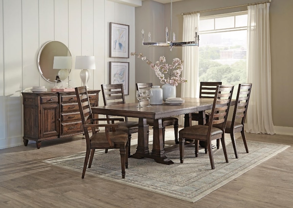 Farmhouse chic: Avenue 5-piece Dining Set with Extension Leaf Vintage Dark Pine