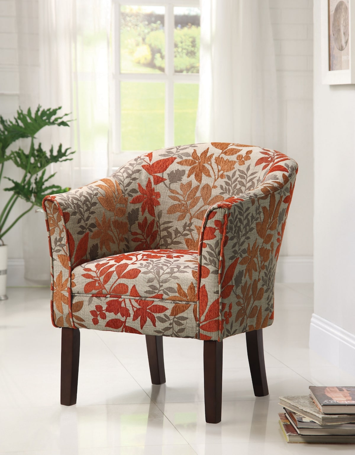 Cozy autumn room decor: Barrel Back Upholstered Accent Chair Multi-color