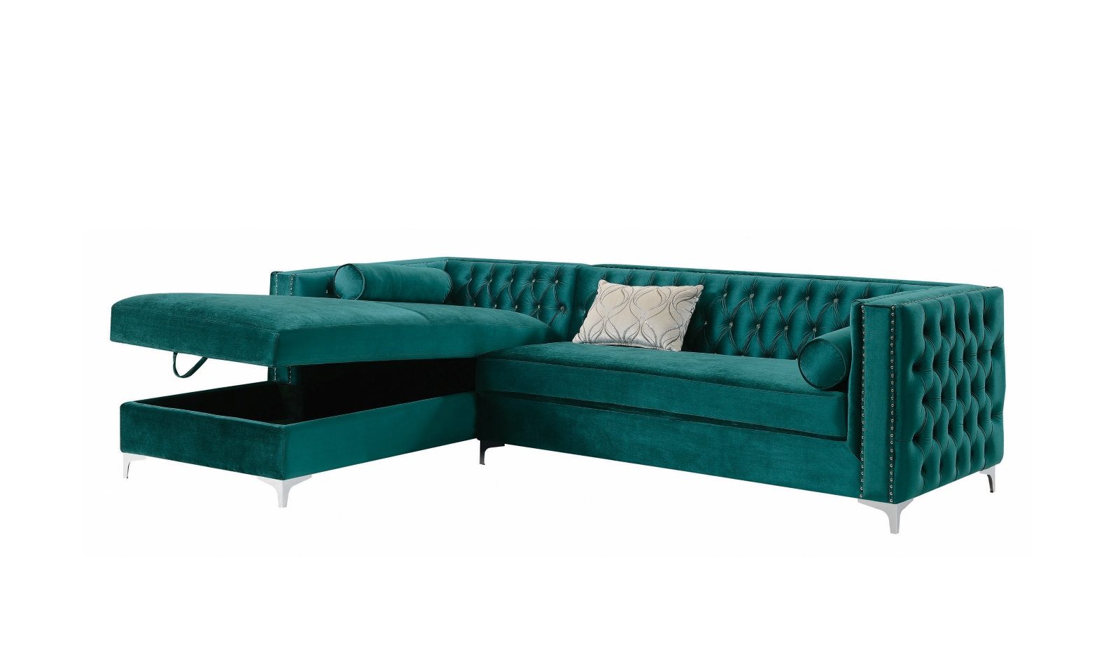 Bellaire button-tufted upholstered sectional teal