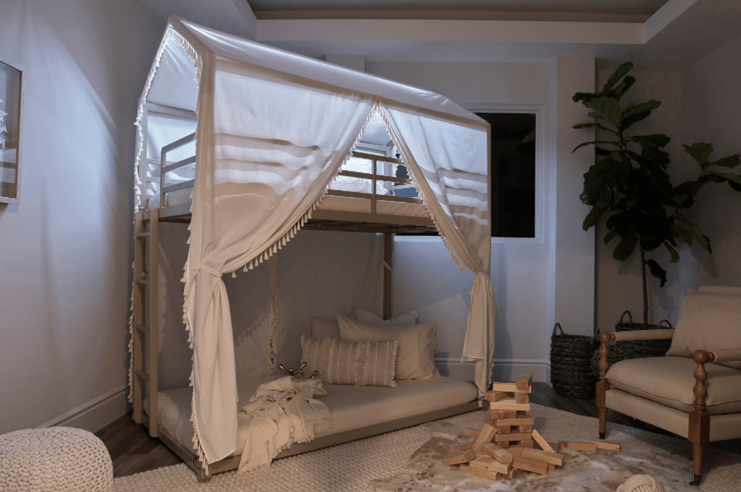 teen girl bedroom ideas: Belton Twin/Twin Bunk Bed With Canopy Champagne