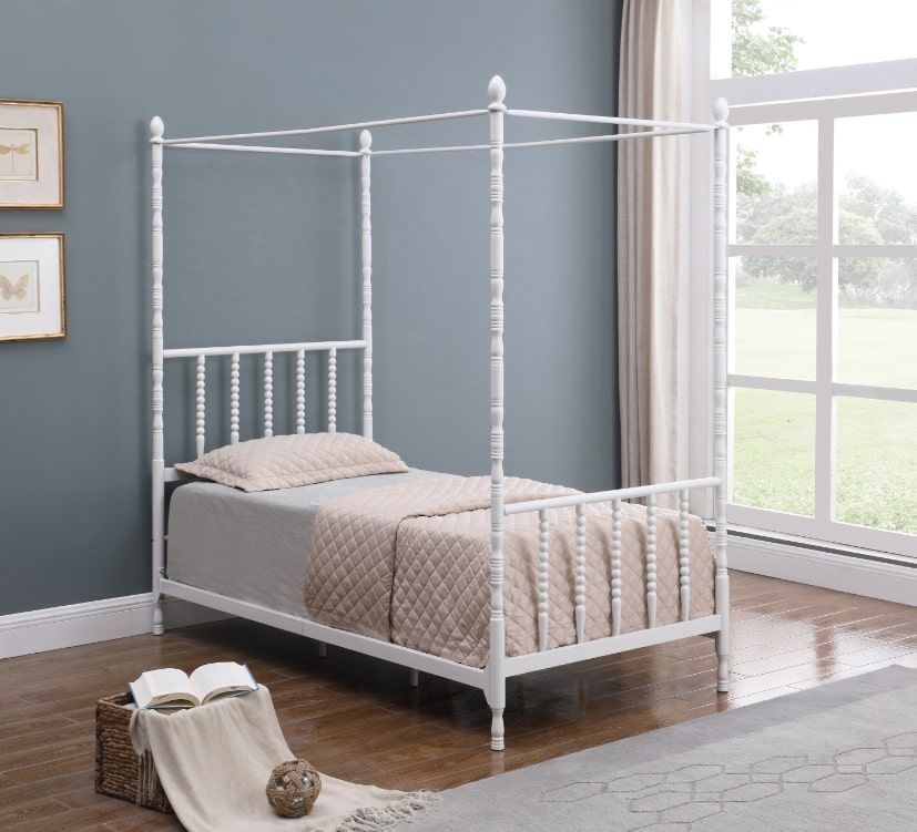 How to divide a shared kids room: Betony Twin Canopy Bed White