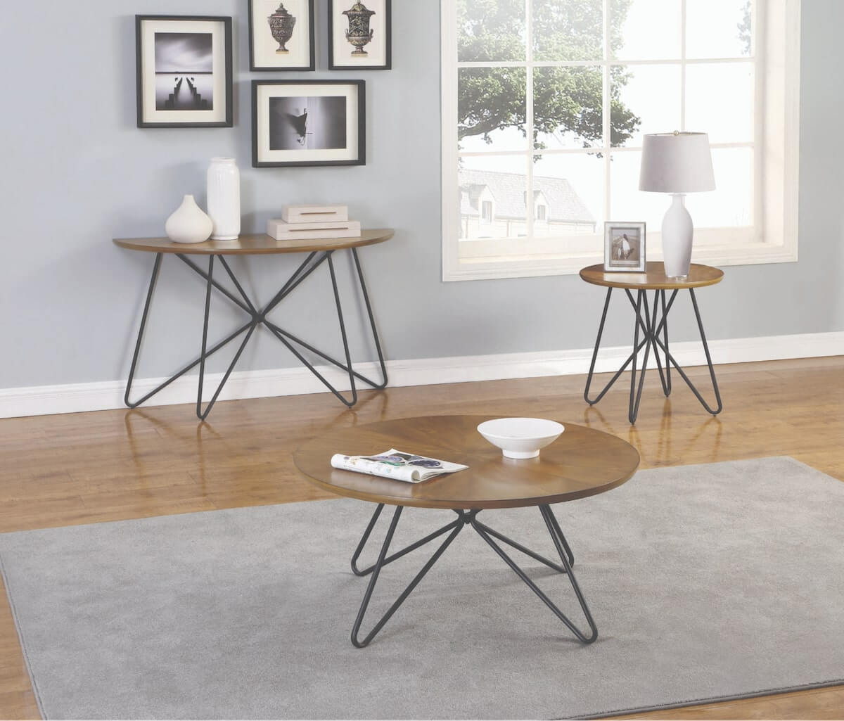 Brinnon Round Coffee Table Dark Brown and Black