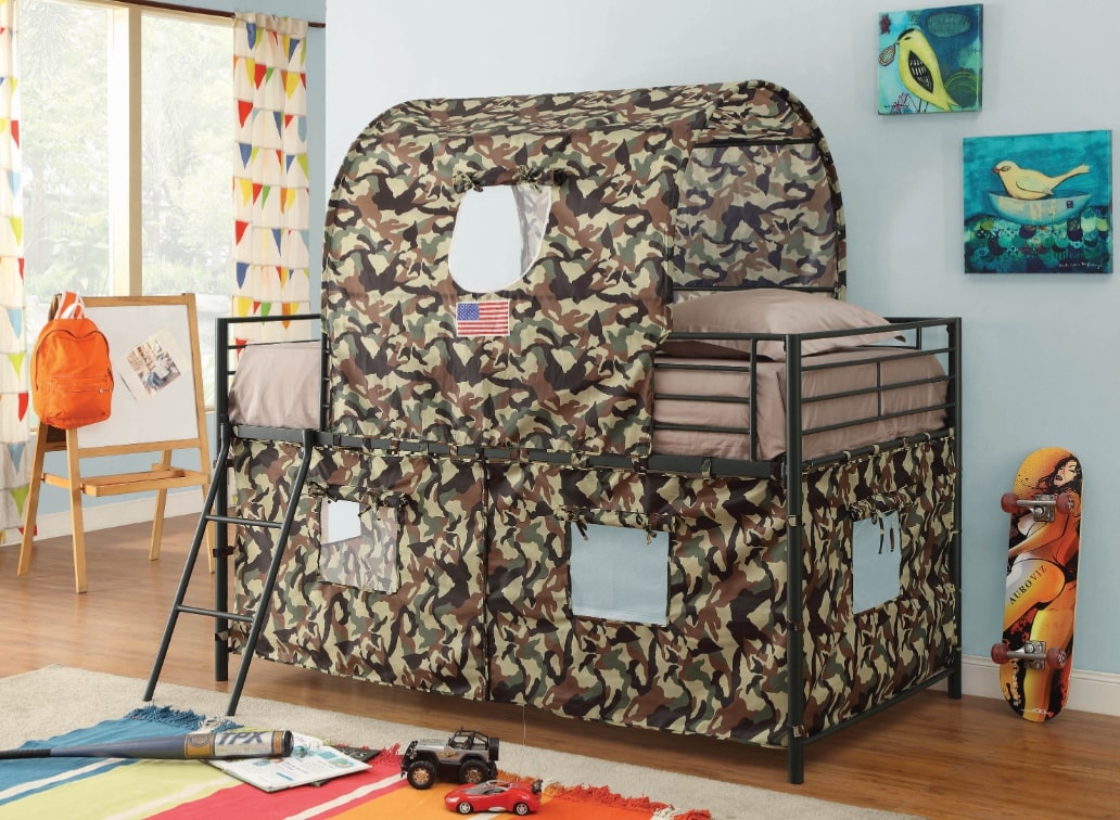 Bonus room ideas: Camouflage Tent Loft Bed with Ladder Army Green