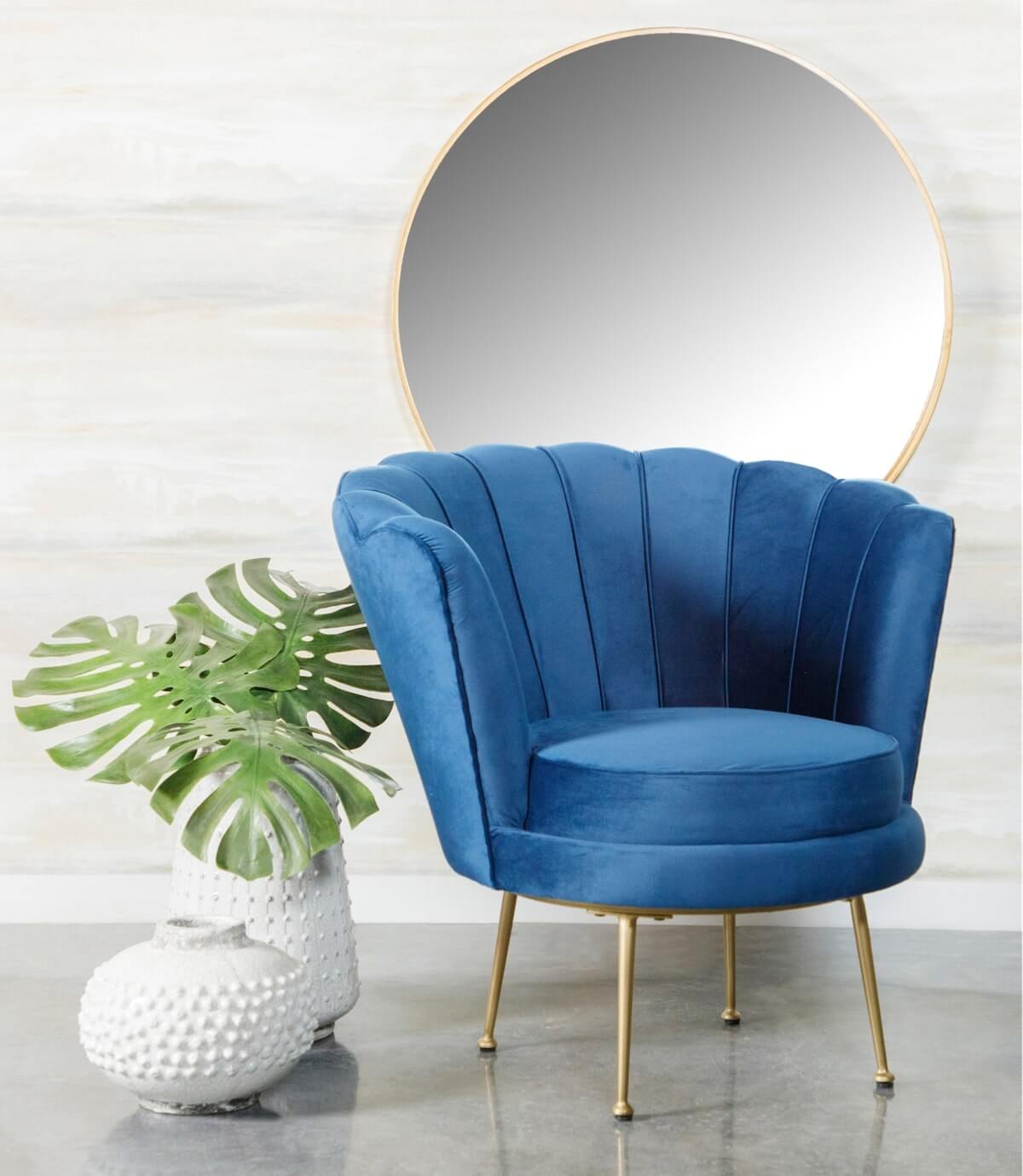 Big room ideas: Channeled Tufted Barrel Accent Chair Blue