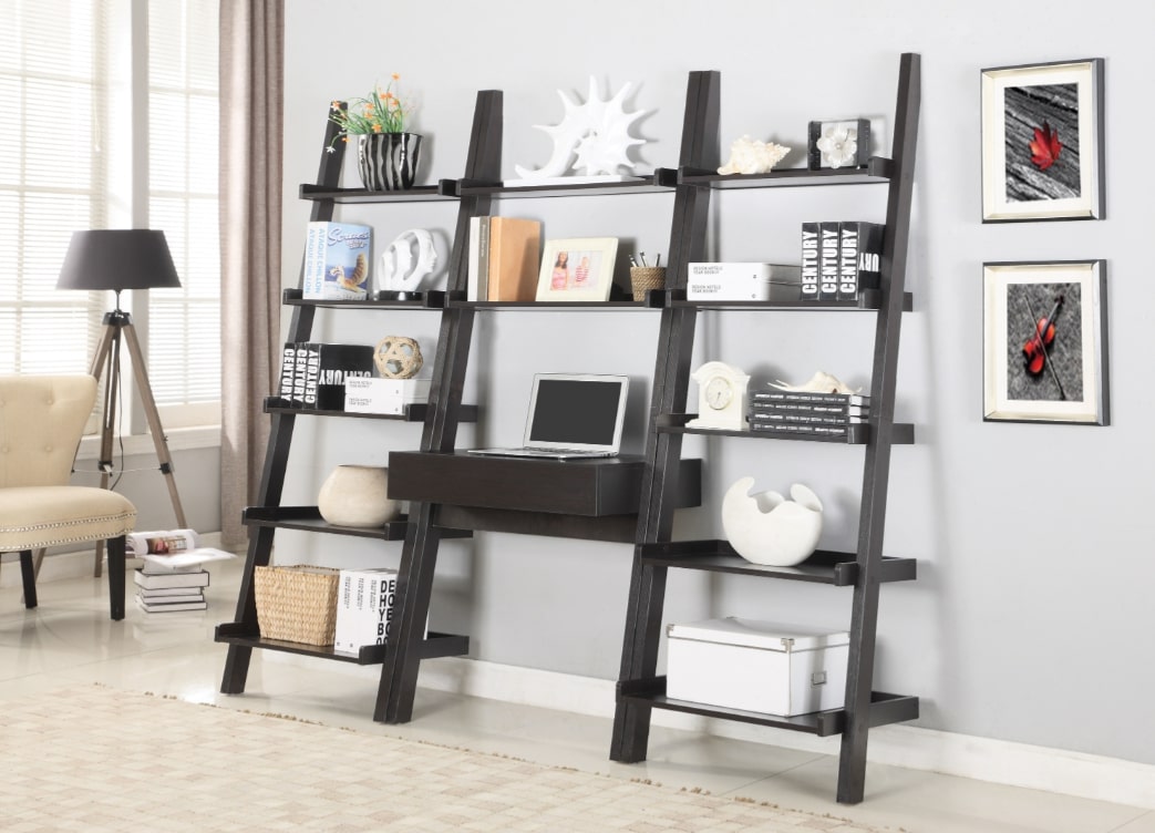 Multipurpose guest room: Colella 2-shelf Writing Ladder Desk Cappuccino