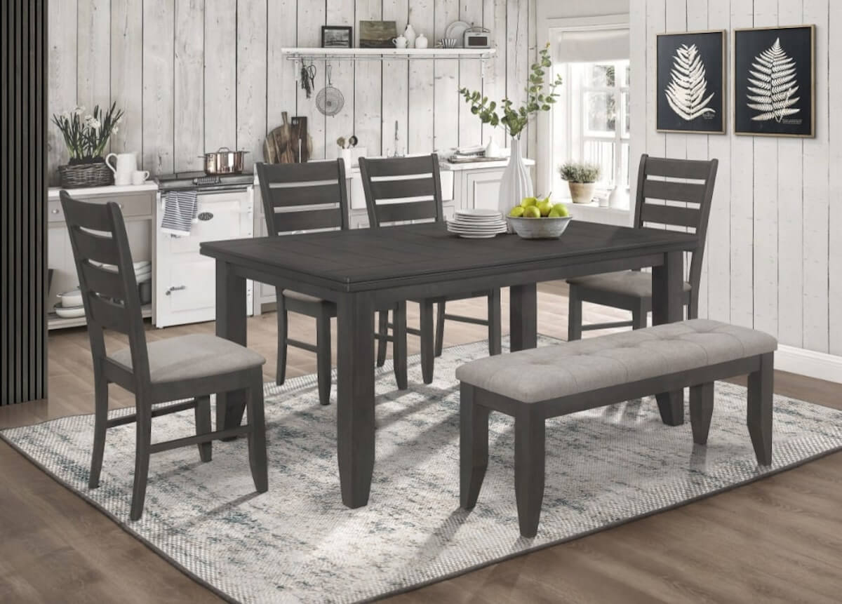 Formal dining room ideas: Dalila 6-piece Rectangular Dining Set Grey and Dark Grey