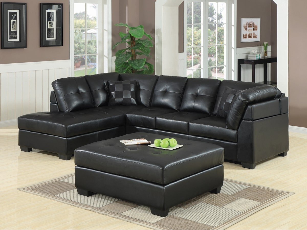 Darie Cushion Back Tufted Sectional Sofa Black