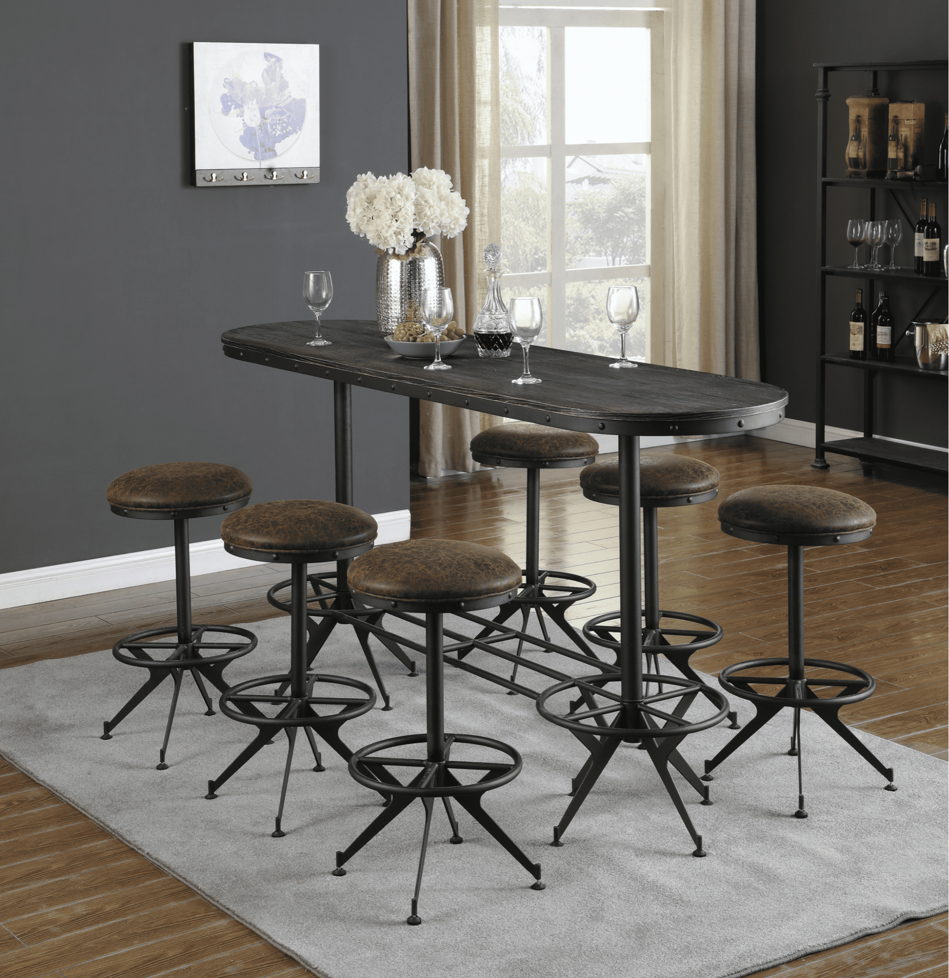 Oval Bar Table Wire Brushed Black