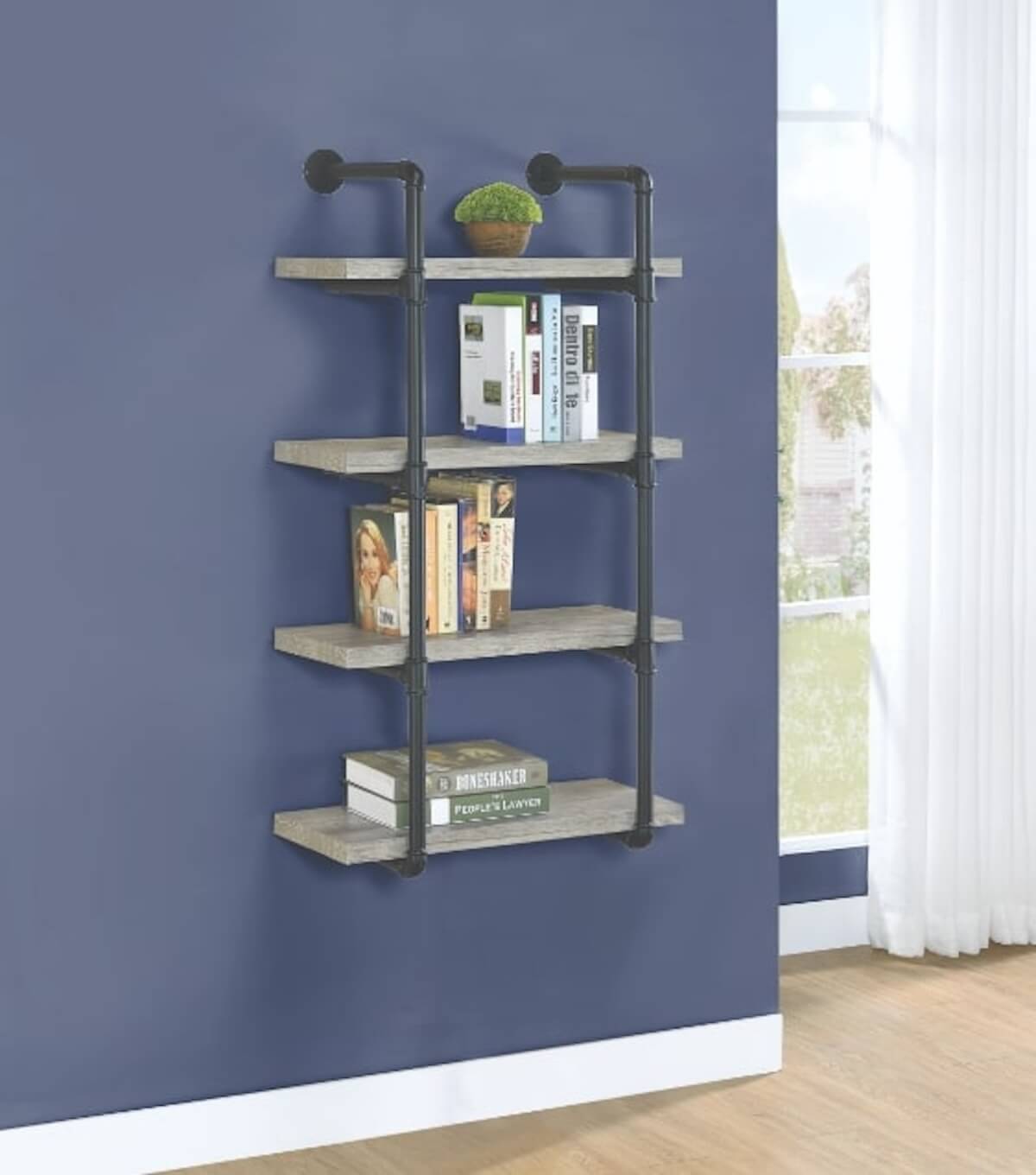 Elmcrest 24-inch Wall Shelf Black and Grey Driftwood