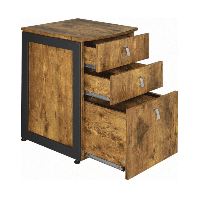 home organization: Estrella 3-drawer file cabinet antique nutmeg and gunmetal