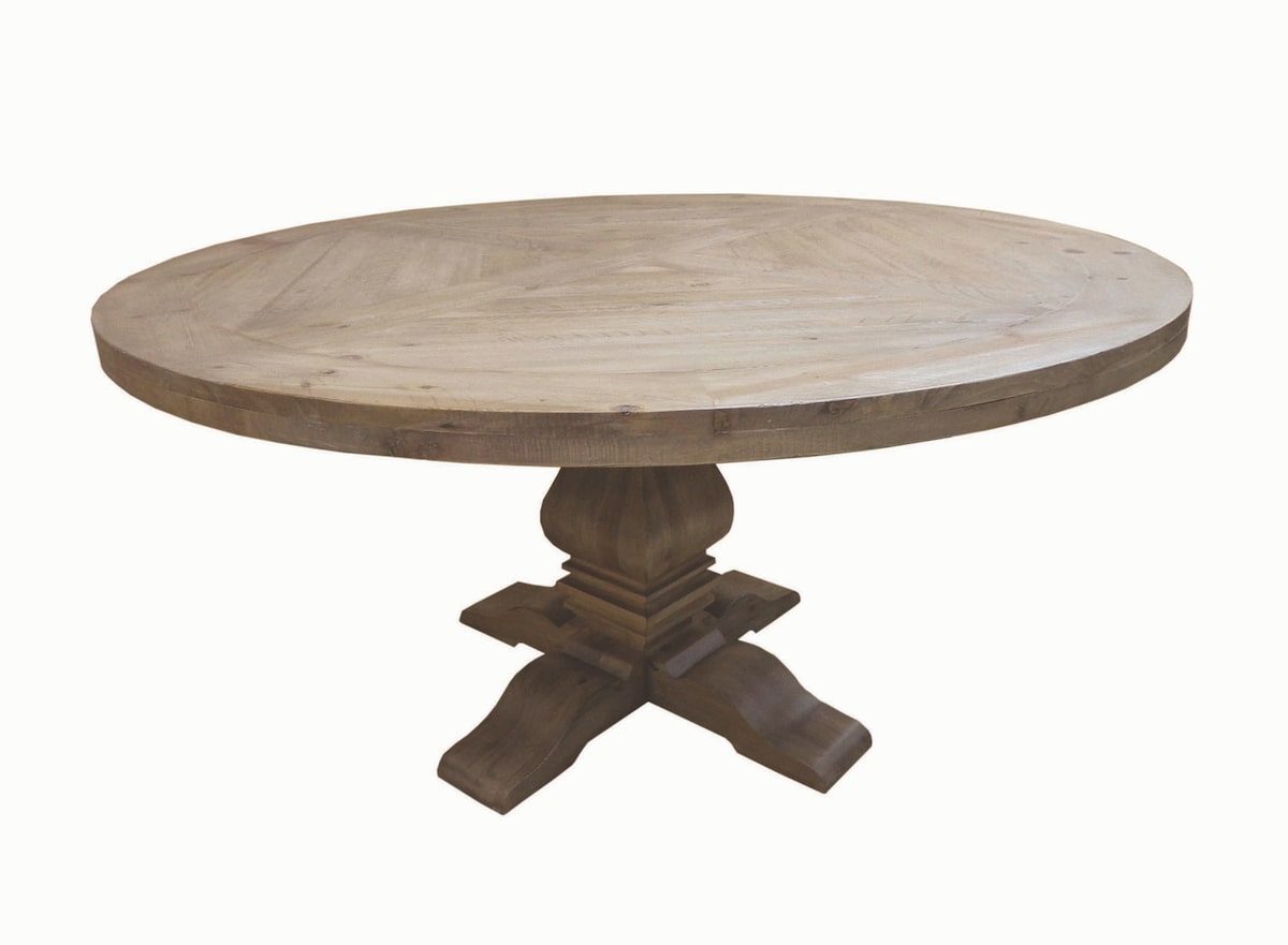 Florence Round Pedestal Dining Table Rustic Smoke