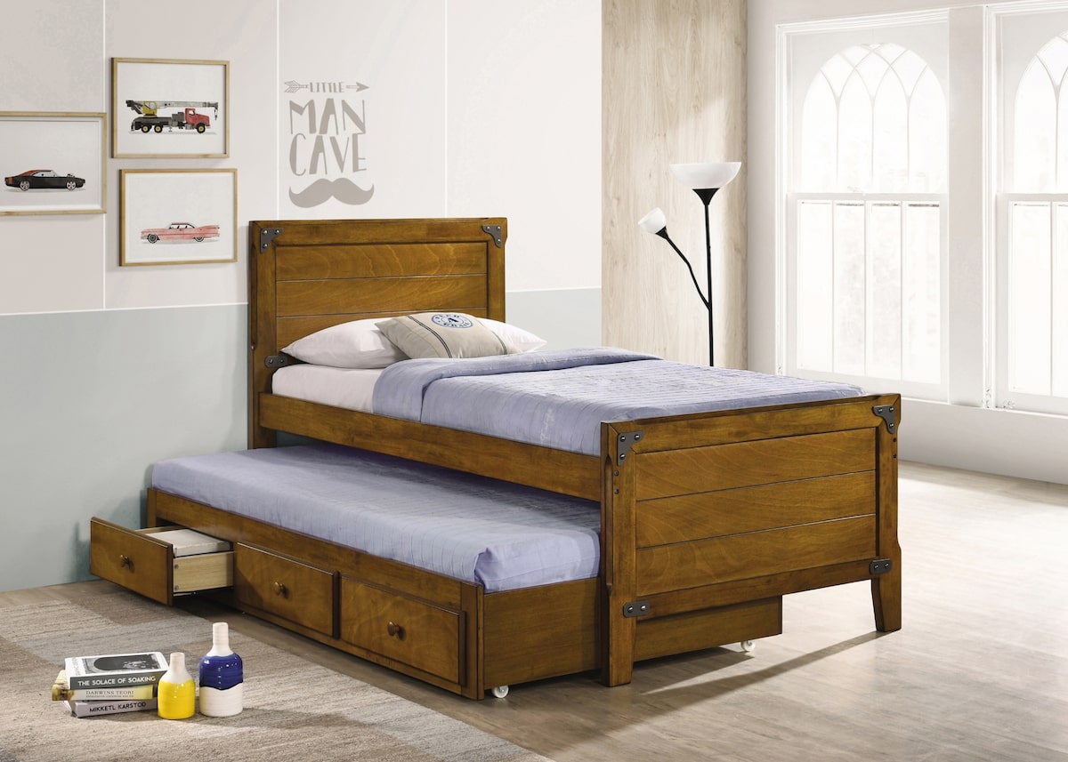 Small bedroom ideas for twins: Granger Twin Captain’s Bed with Trundle Rustic Honey