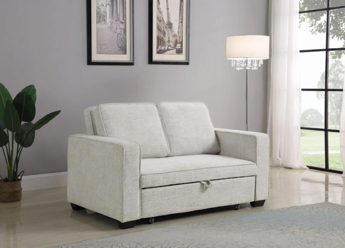 2 beds in one small room ideas: Helene Upholstered Sleeper Sofa Bed Beige