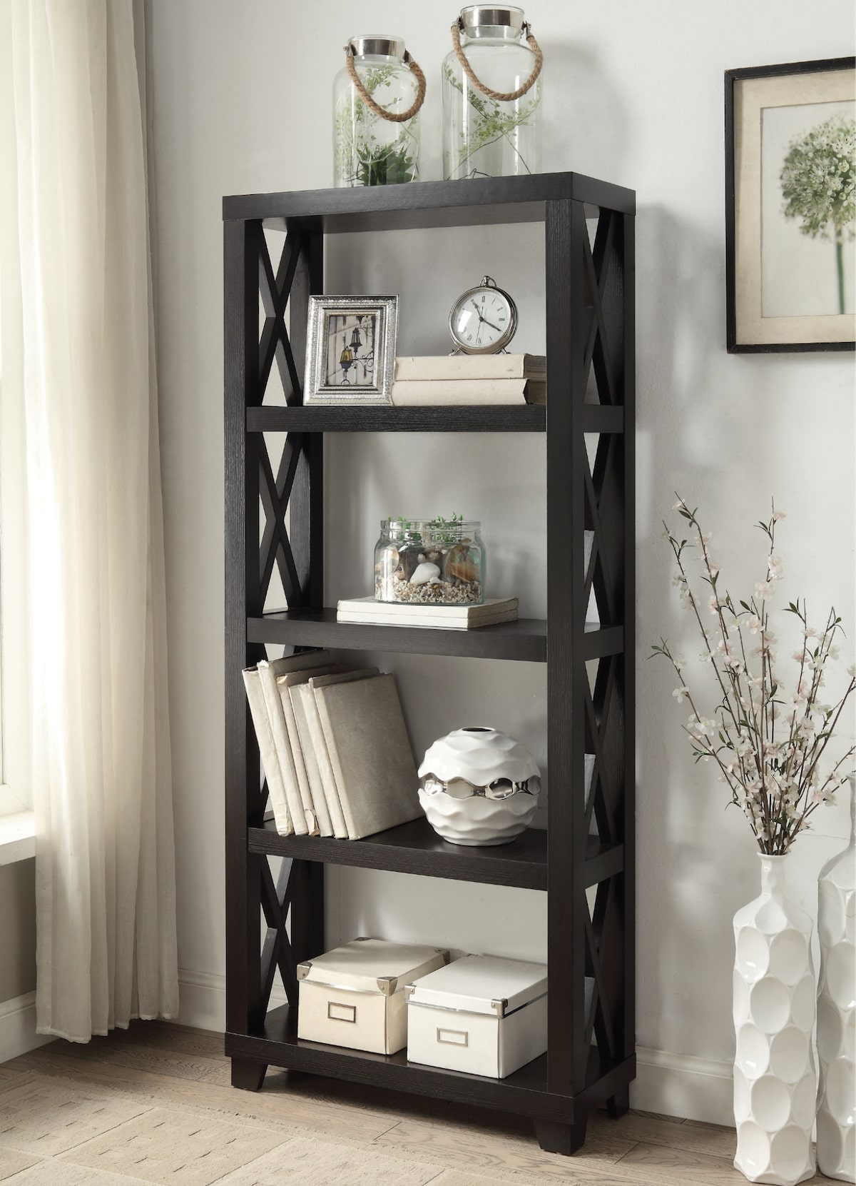 Humfreye 4-shelf Bookcase Cappuccino