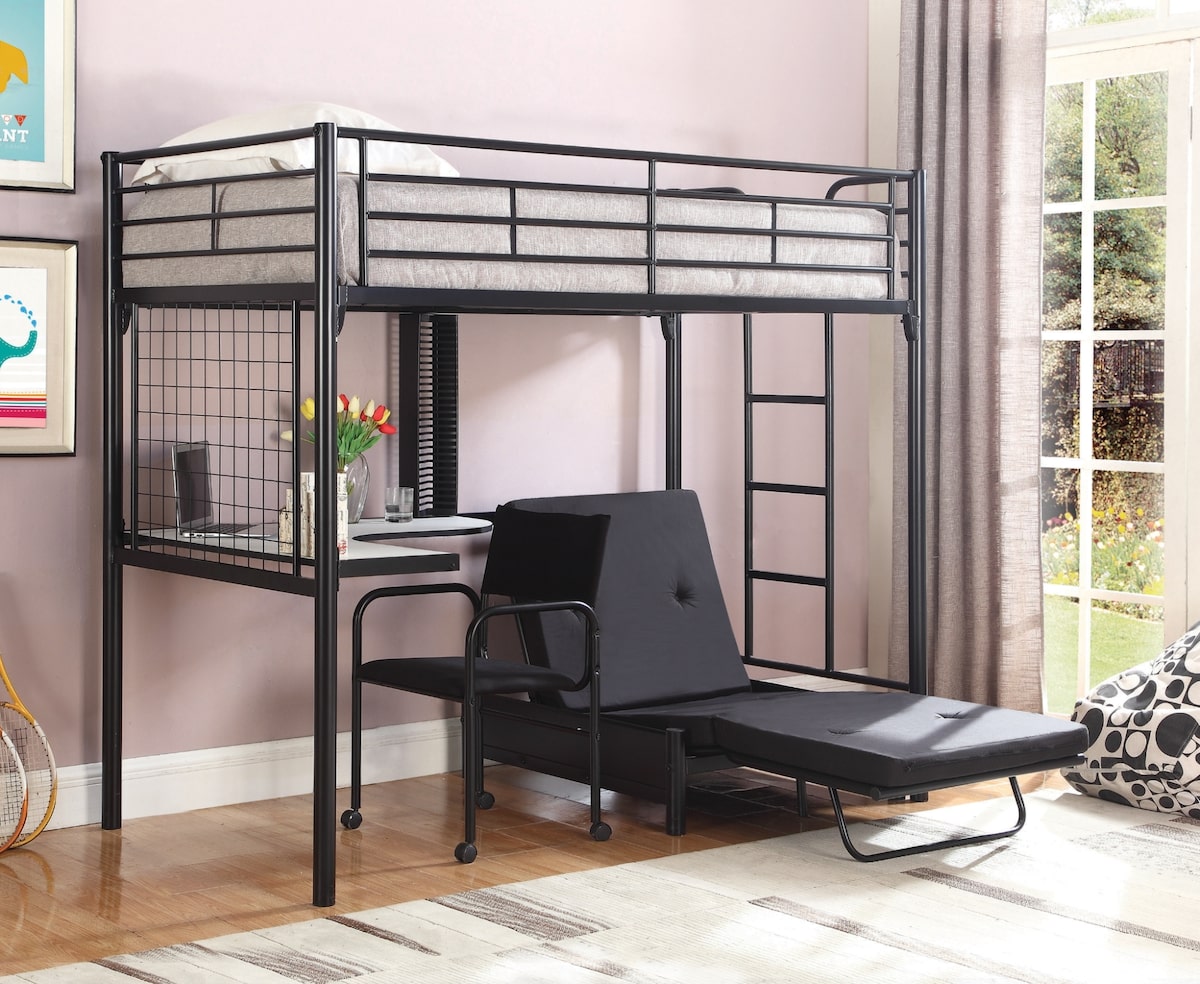 Small bedroom ideas for twins: Jenner Twin Futon Workstation Loft Bed Black