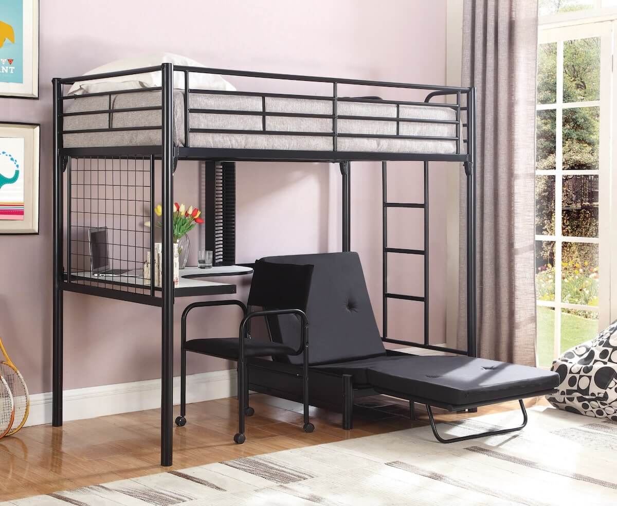 Twin bedroom ideas: Jenner Twin Futon Workstation Loft Bed Black