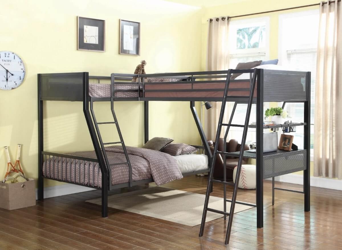 2 beds in one small room ideas: Meyers Twin Loft Add-on Black and Gunmetal