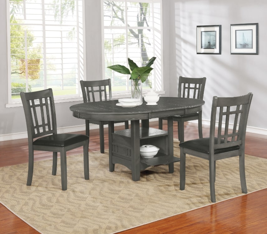 Contemporary dining table: Lavon Dining Table with Storage Medium Grey