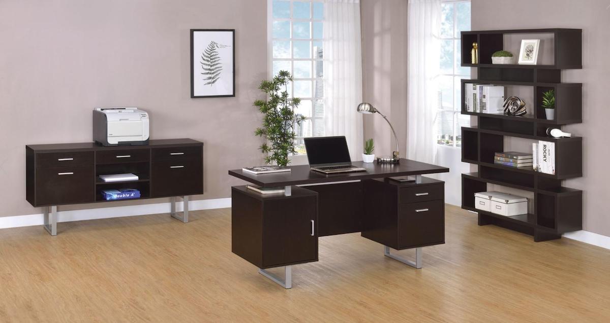 Bonus room ideas: Lawtey 5-drawer Credenza with Adjustable Shelf Cappuccino