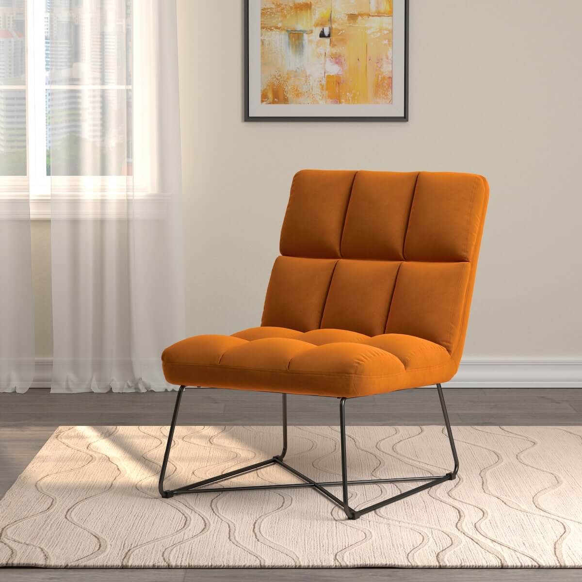 Lux Armless Upholstered Accent Chair Burnt Orange