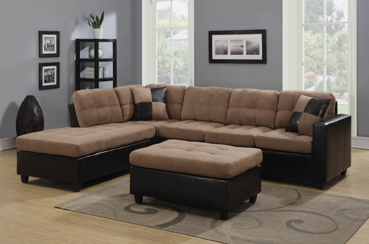 Couches that come apart: Mallory Upholstered Sectional Tan and Dark Brown