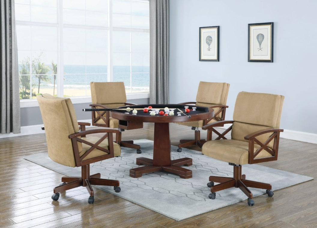 Bonus room ideas: Marietta Round Wooden Game Table Tobacco