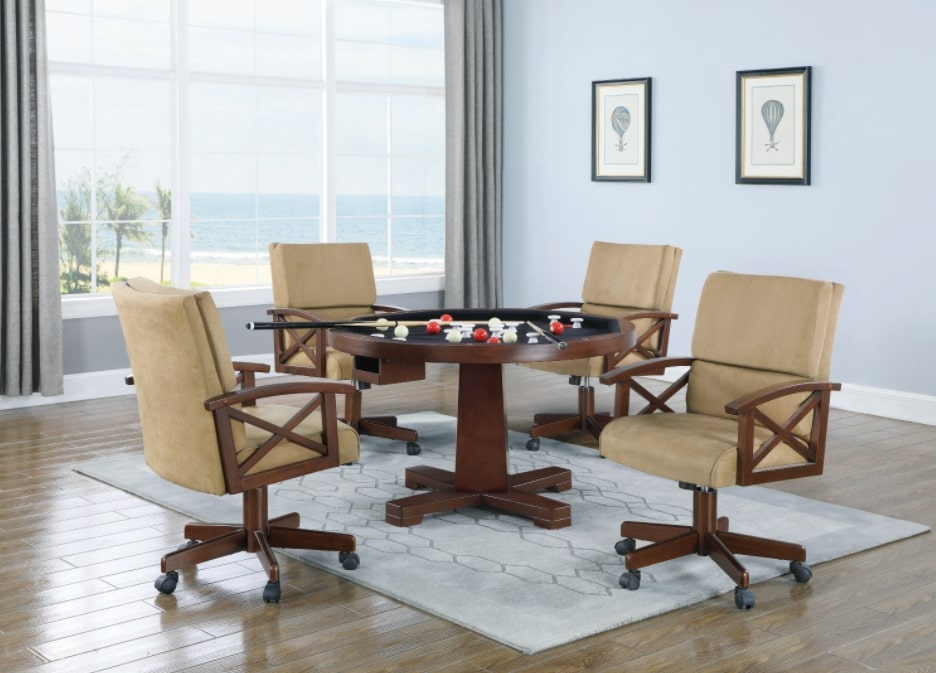 Best game tables: Marietta Round Wooden Game Table Tobacco