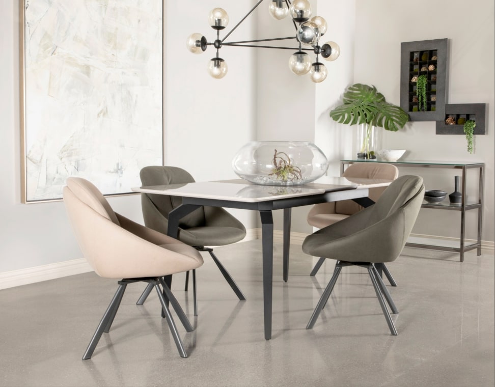 Contemporary dining table: Mina Rectangular Dining Table Grey Ceramic and Sandy Black