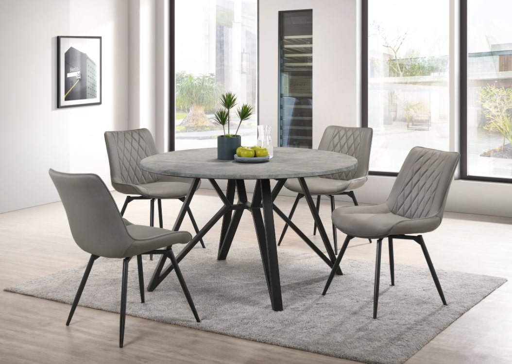 Urban furniture: Neil Round Wood Top Dining Table Concrete and Black