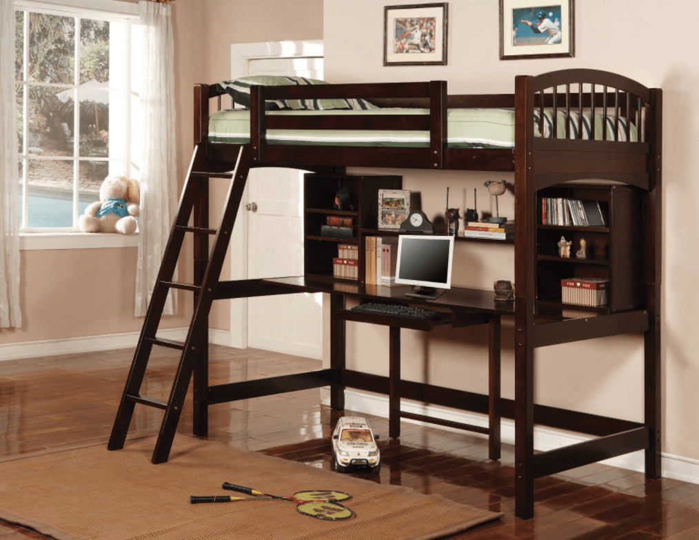 teen girl bedroom ideas: Perris Twin Workstation Loft Bed Cappuccino