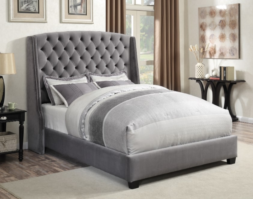 Romantic bedroom ideas: Pissarro California King Tufted Upholstered Bed Grey