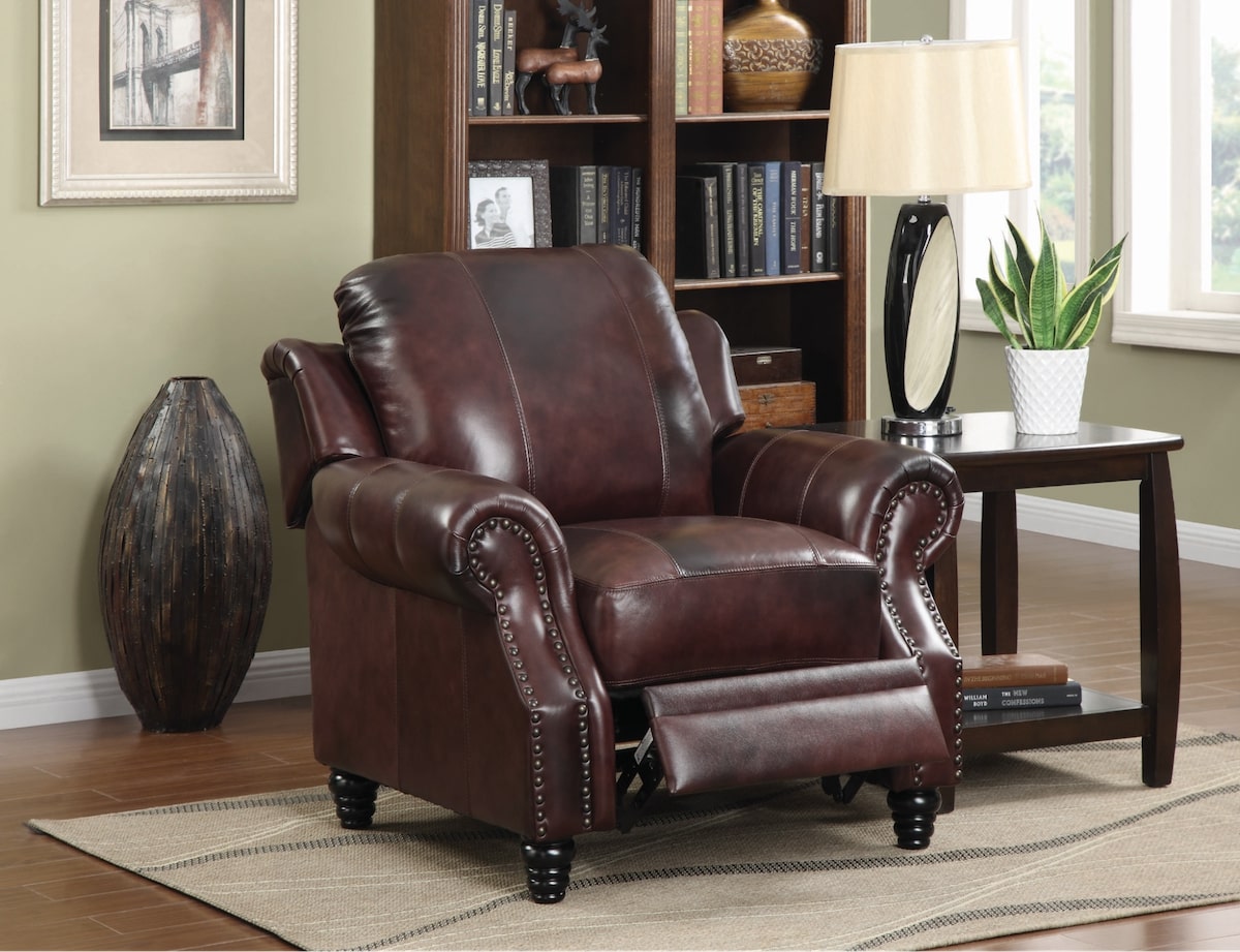 Recliners for small spaces: Princeton Rolled Arm Push Back Recliner Burgundy