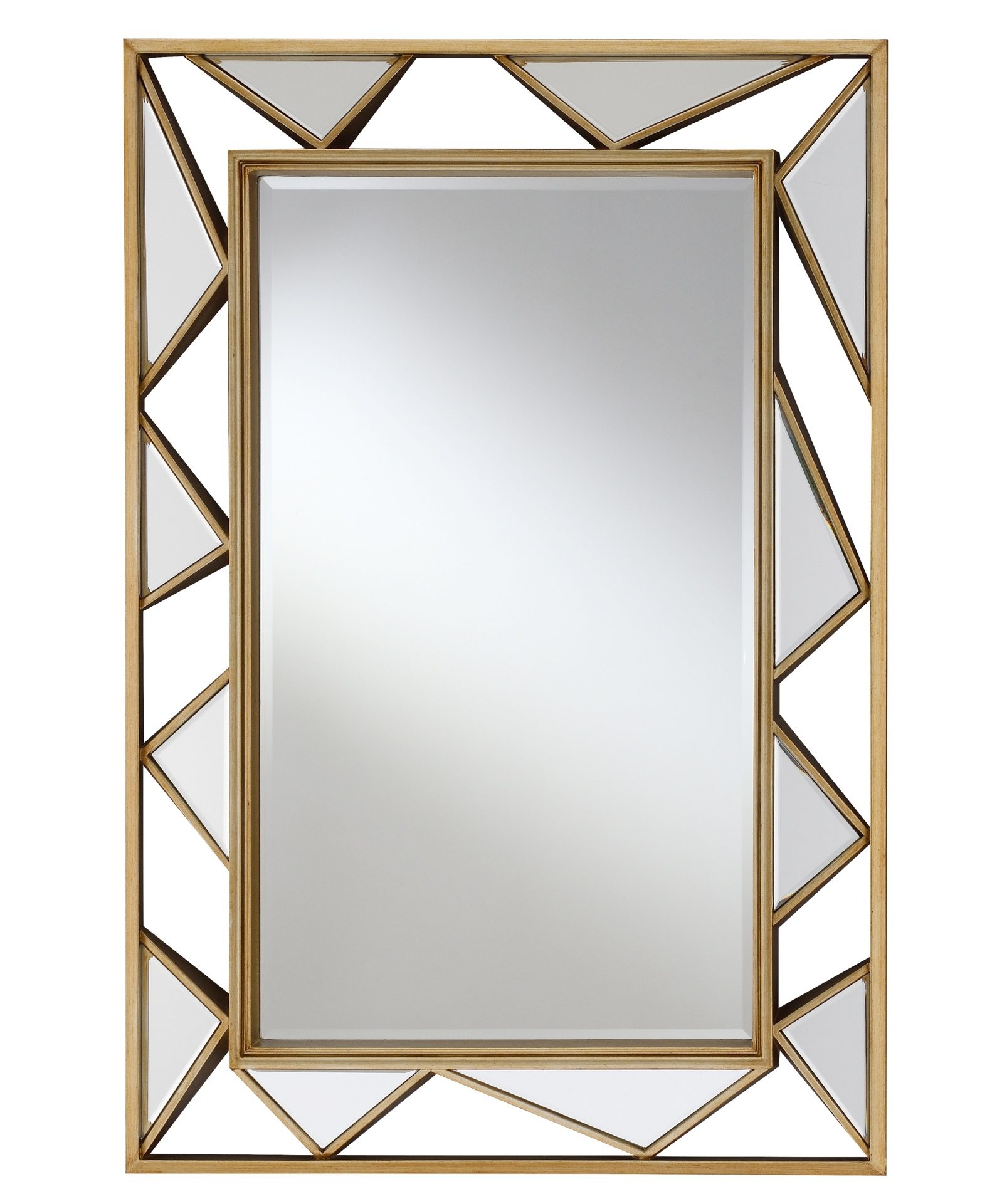 Rectangular Geometric Wall Mirror Gold