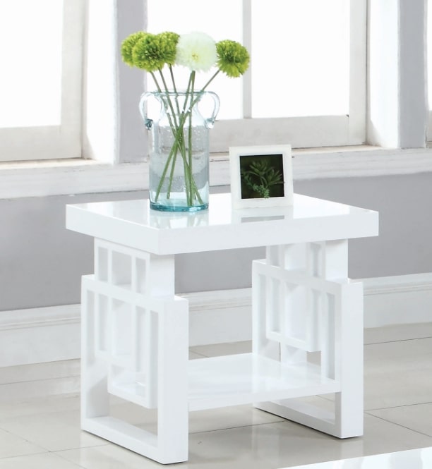 End table decor: Rectangular End Table High Glossy White