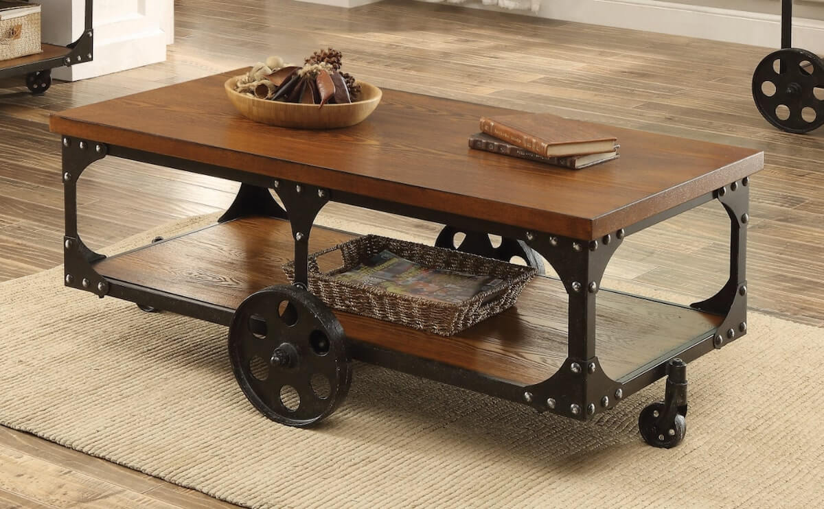 Roy Coffee Table with Casters Rustic Brown