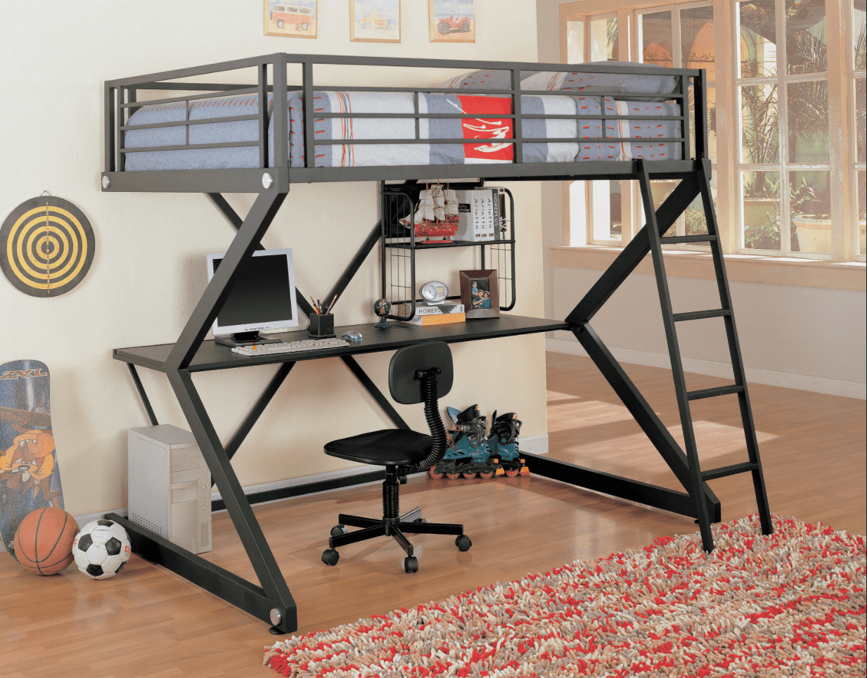 Kids bedroom ideas: Parkview full workstation loft bed black