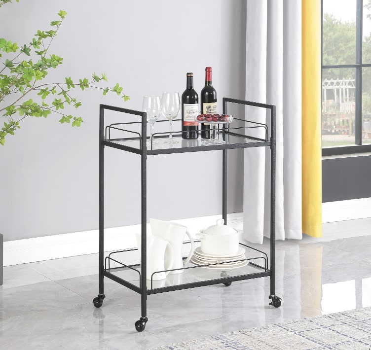 Home bar ideas: Serving Cart with Glass Shelves Clear and Black