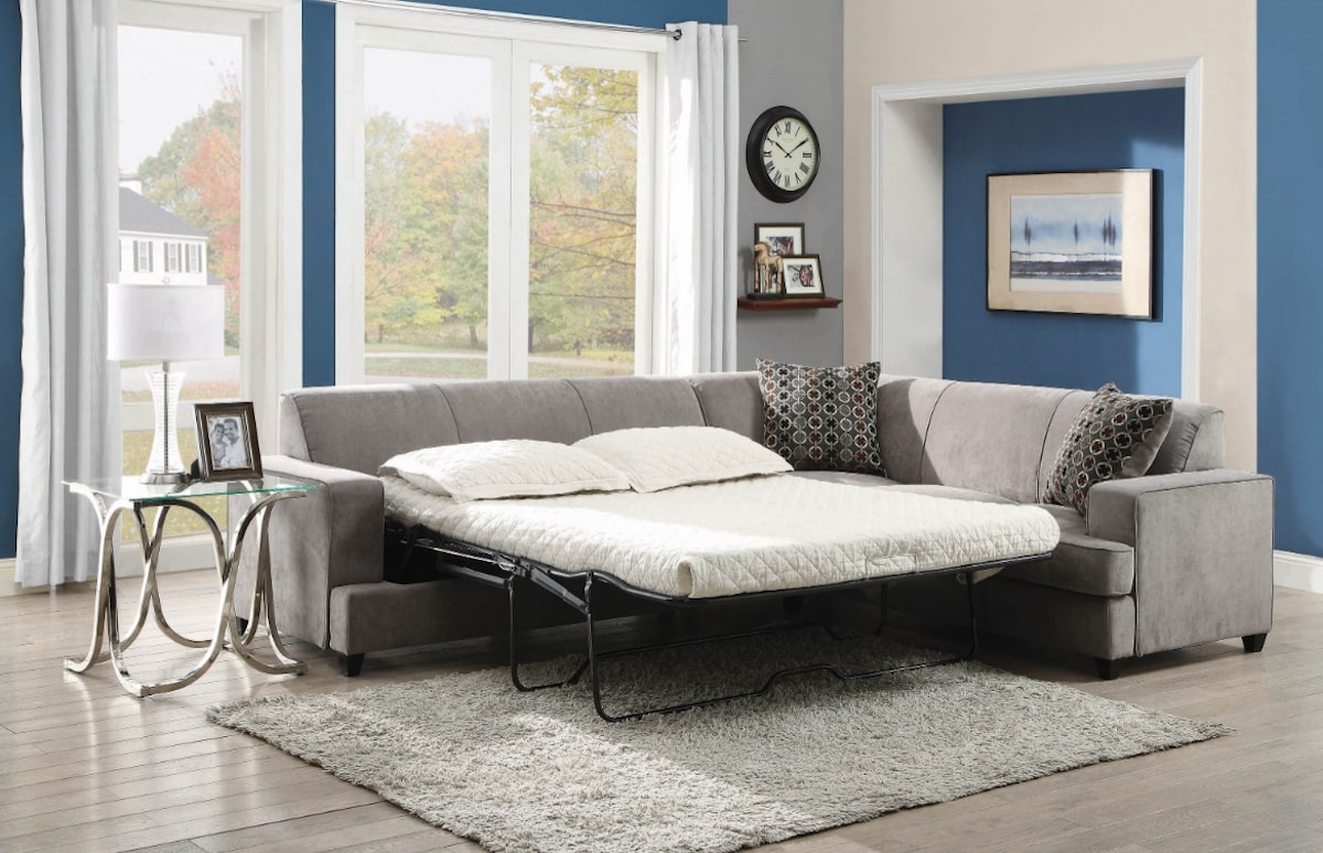 Bachelor pad ideas: Tess L-shape Sleeper Sectional Grey