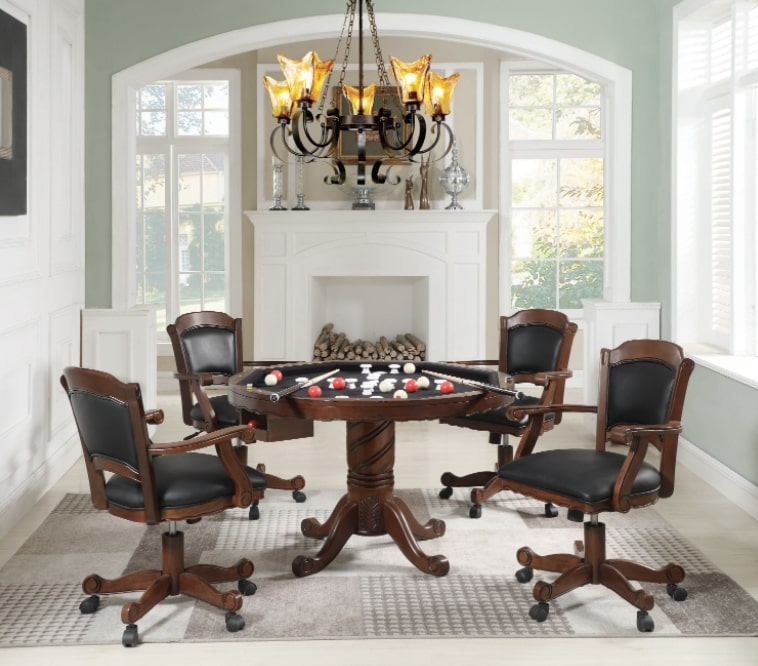 Turk 3-in-1 Round Pedestal Game Table Tobacco