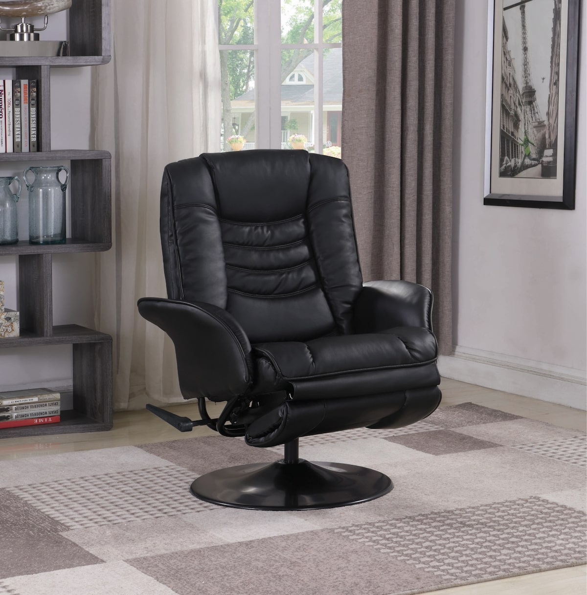 Upholstered Swivel Recliner Black