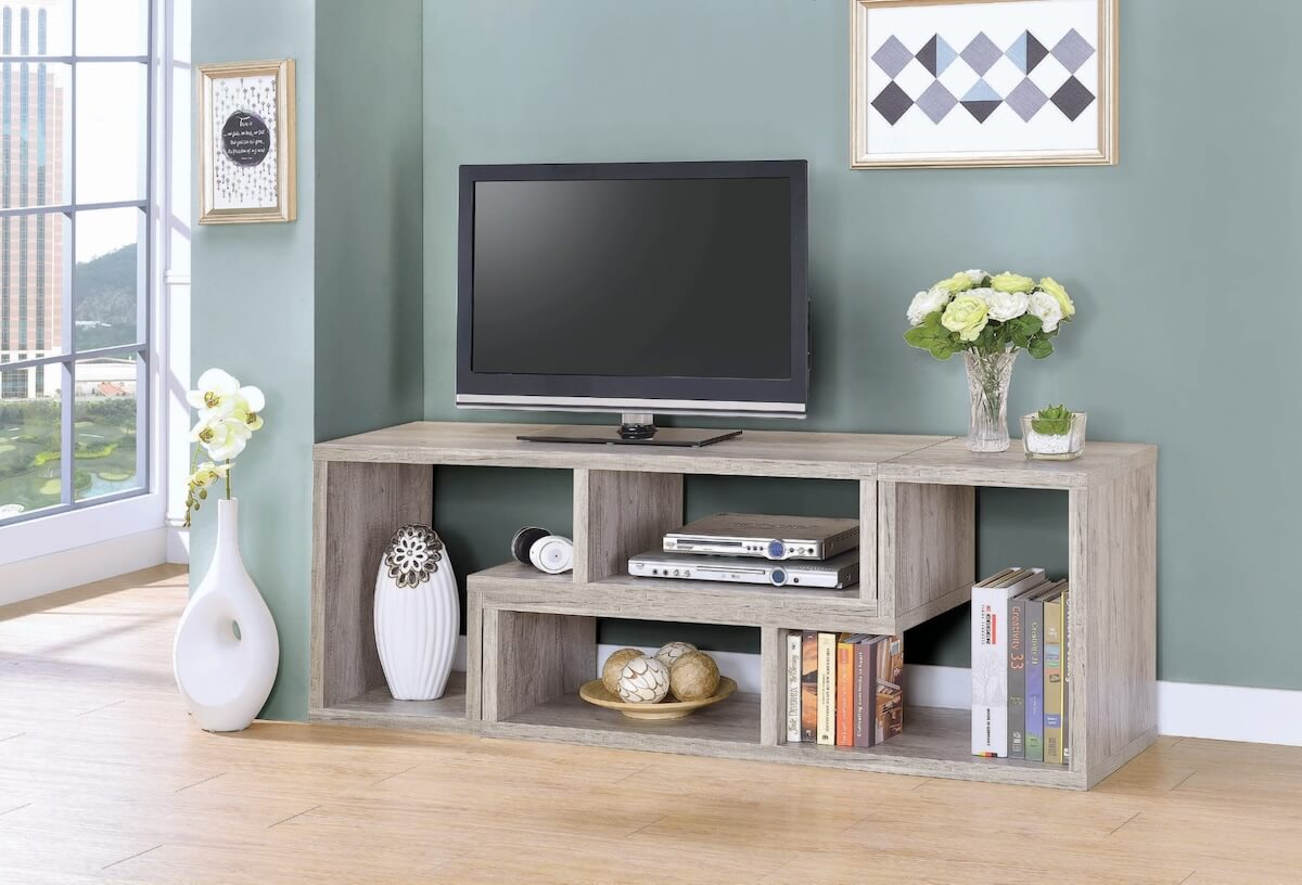 Velma Convertable Bookcase and TV Console Grey Driftwood