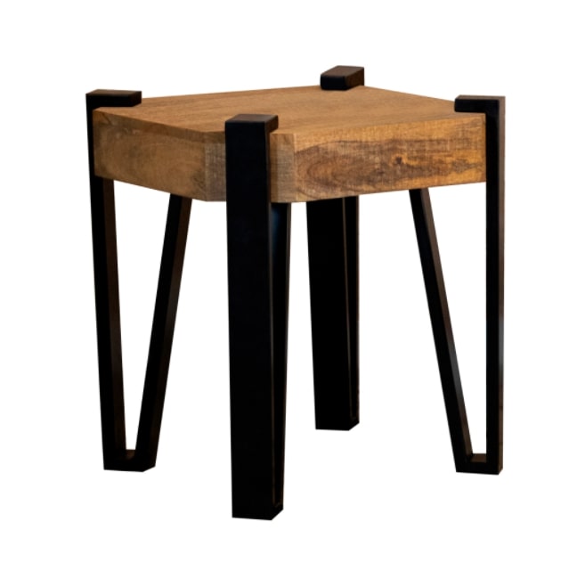 Wooden Square Top End Table Natural and Matte Black