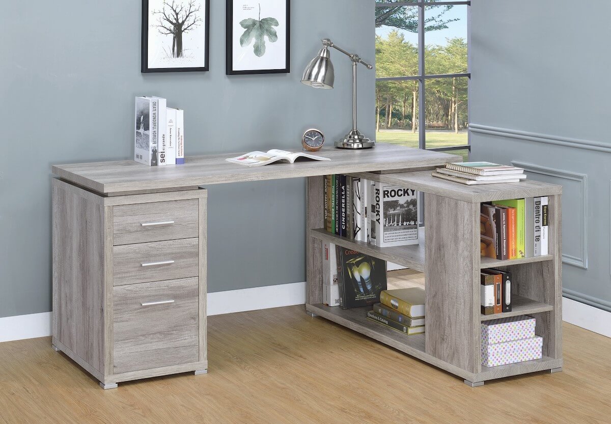 Kids desk ideas: Yvette L-shape Office Desk Grey Driftwood