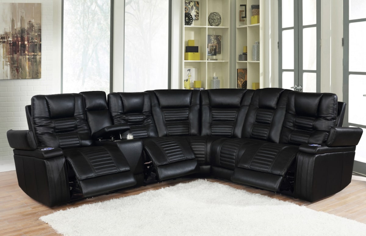 Zane 6-piece Dual Power Sectional Black