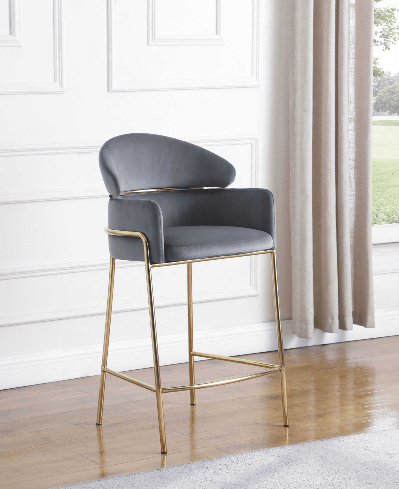 counter-height stools: arched back counter-height stool in grey